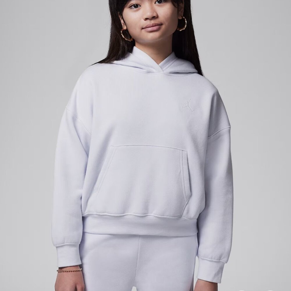 Jordan Brooklyn Hoodie | Kids Large | Streetwear Staple | Light Gray